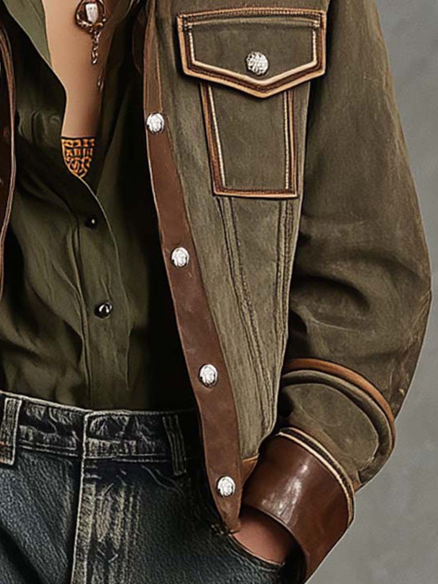 Women’s Vintage Microsuede Contrast Trim Jacket