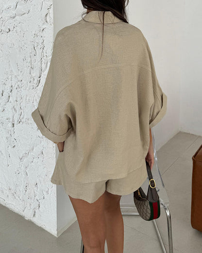 Jayla® | Linen Blouse And Shorts