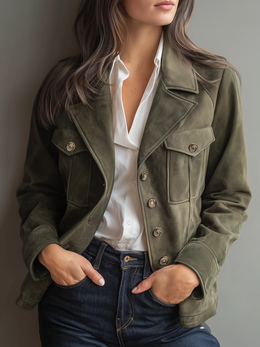 Vintage Pocket Eco-Suede Jacket