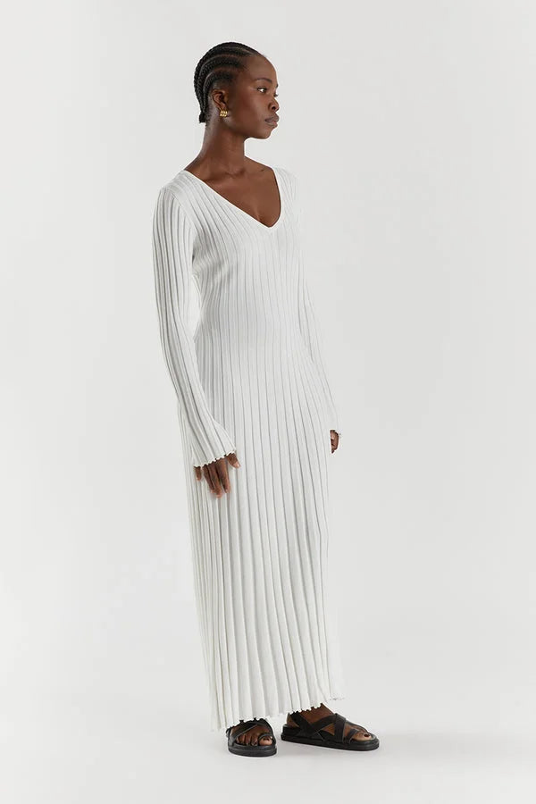 Luisa® | Knitted Midi Dress With V-Neck And Sleeves