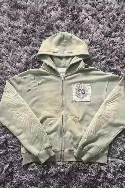 Fashion Trend Fleece Padded Zipper Hoodie