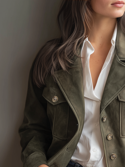 Vintage Pocket Eco-Suede Jacket