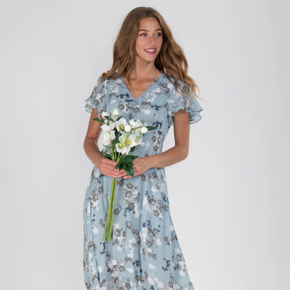 Lucrecia® | Long Dress With Short Sleeves And Floral Print