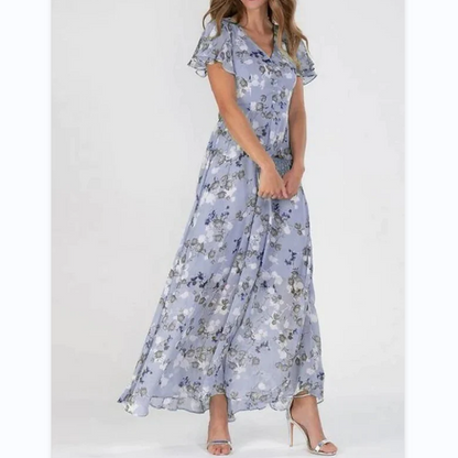 Lucrecia® | Long Dress With Short Sleeves And Floral Print