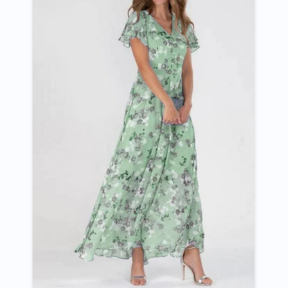 Lucrecia® | Long Dress With Short Sleeves And Floral Print