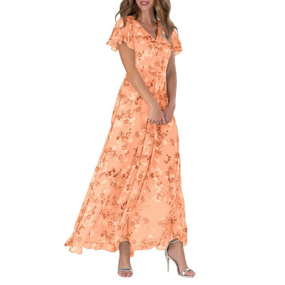 Lucrecia® | Long Dress With Short Sleeves And Floral Print