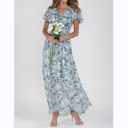 Lucrecia® | Long Dress With Short Sleeves And Floral Print