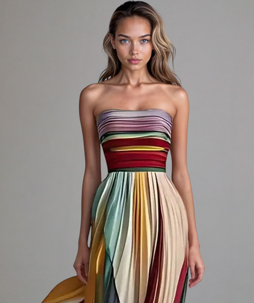 Strapless Striped Women's Dress