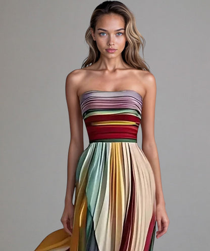 Strapless Striped Women's Dress